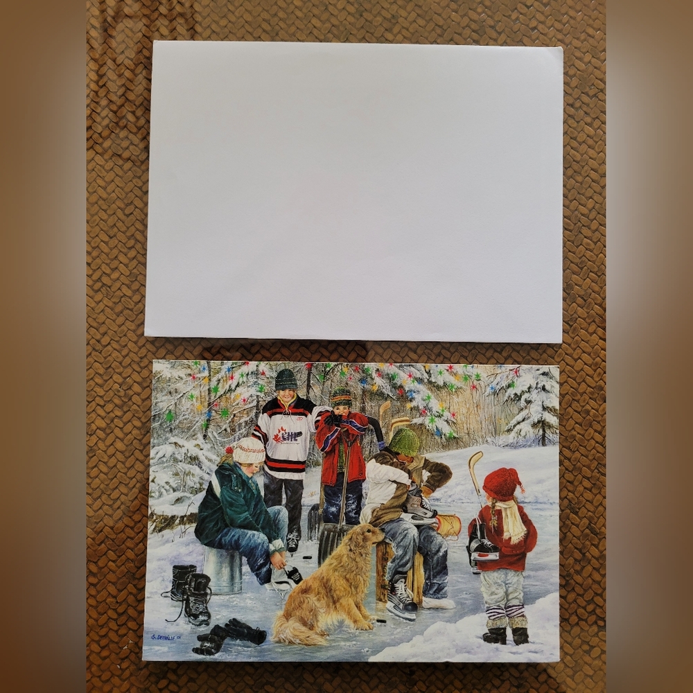 15/$22  Winter Hockey Scene Holiday Card